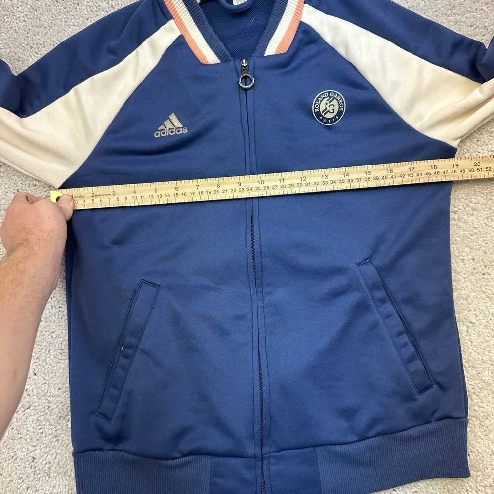 Adidas Roland Garros Track Jacket Men's Small Navy Blue White Full Zip Tennis